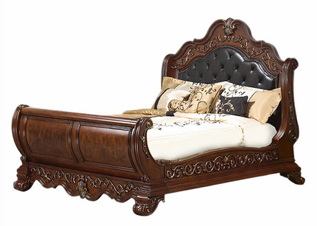 Cleopatra Traditional Style King Bed in Cherry finish Wood - Home Elegance USA
