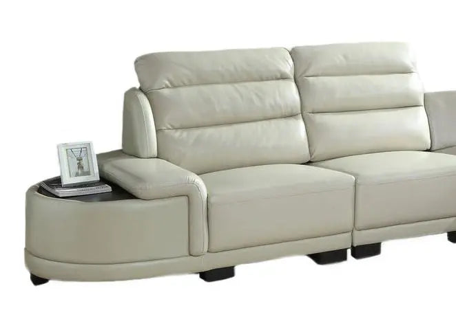 Orchid White Sectional in Faux Leather - Home Elegance USA
