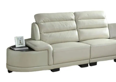 Orchid White Sectional In Faux Leather | Cosmos