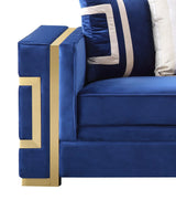 Lawrence Modern Style Navy Loveseat with Gold Finish - Home Elegance USA