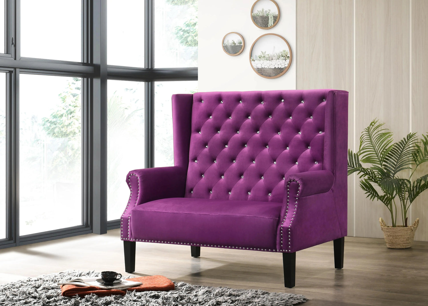 Lexi Transitional Style Purple Accent Chair - Home Elegance USA