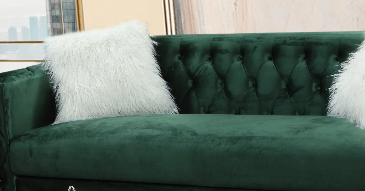 Emerald Modern Style Green Sofa in Gold finish - Home Elegance USA