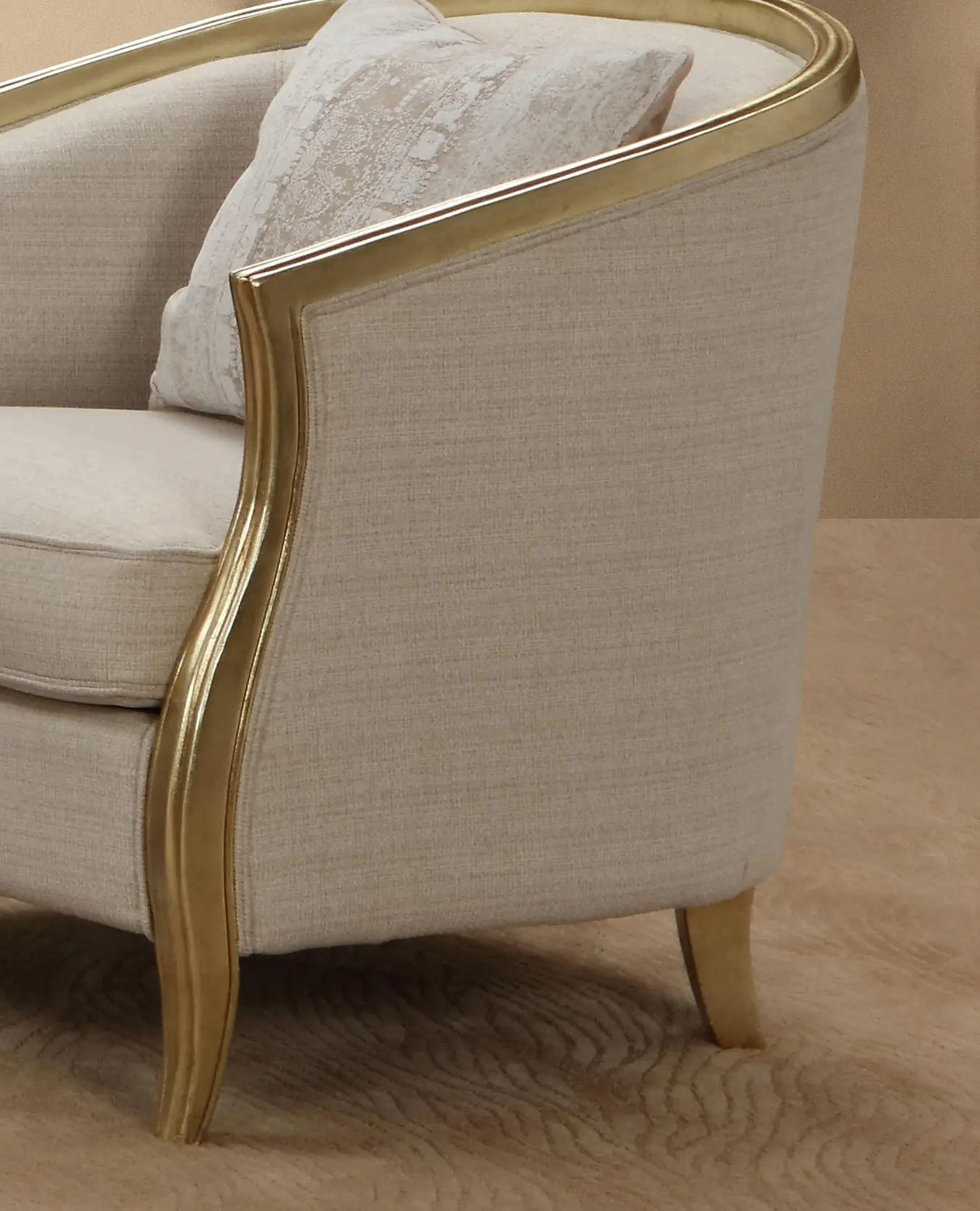 Cora Modern Style Beige Chair in Gold finish - Home Elegance USA