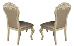 Miranda Transitional Dining Side Chair Gold Finish Wood – Set of 2 | Cosmos