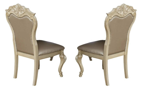 Miranda Transitional Style Dining Side Chair in Gold finish Wood - Home Elegance USA