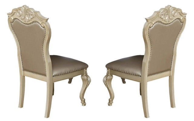 Miranda Transitional Style Dining Side Chair in Gold finish Wood - Home Elegance USA