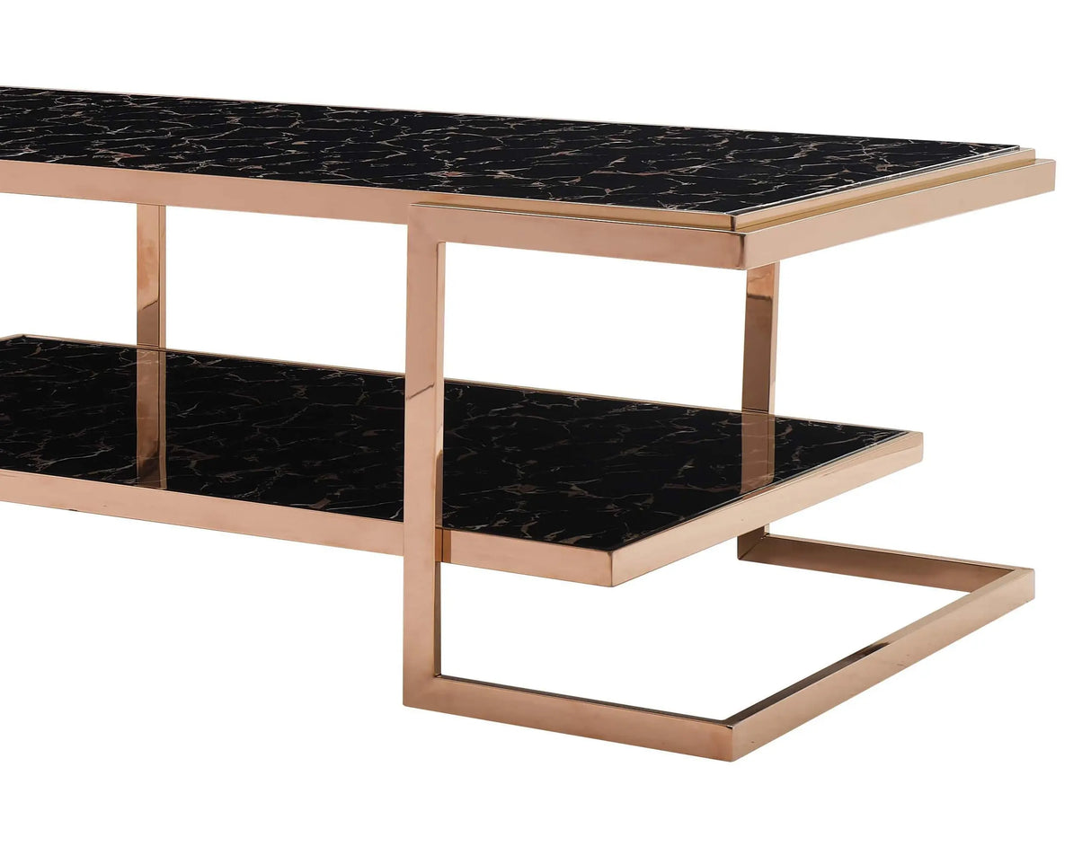Tahira Modern Style Marble Coffee Table with Metal Base - Home Elegance USA