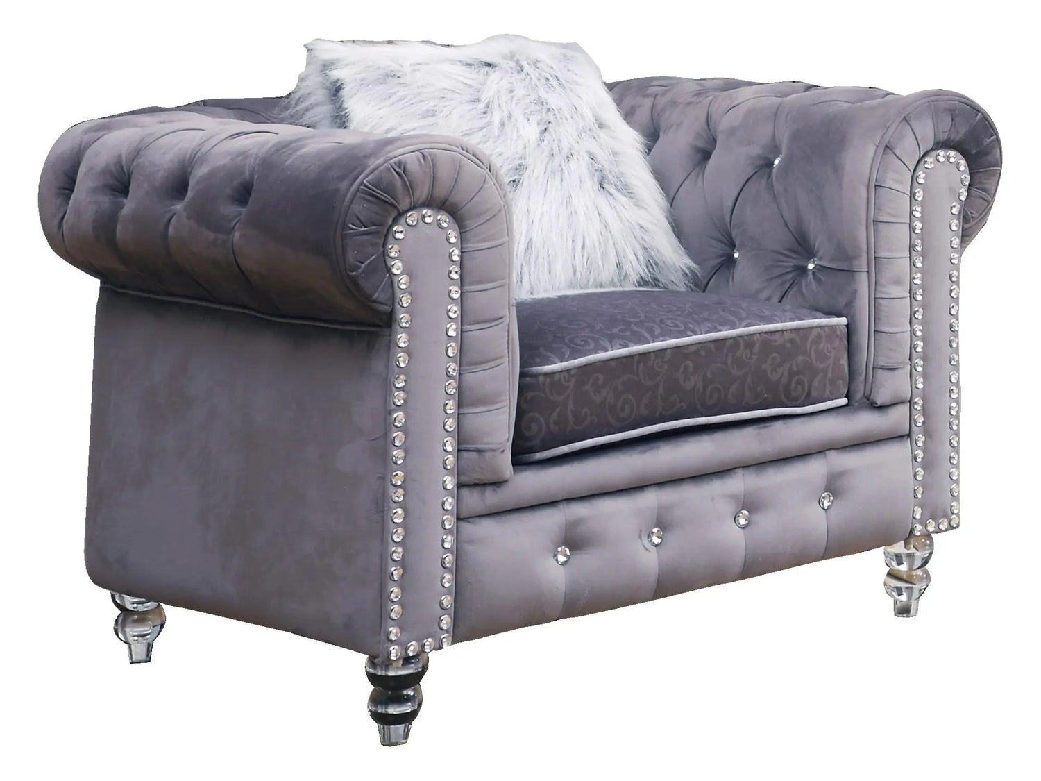 Sahara Modern Style Gray Chair with Acrylic legs - Home Elegance USA