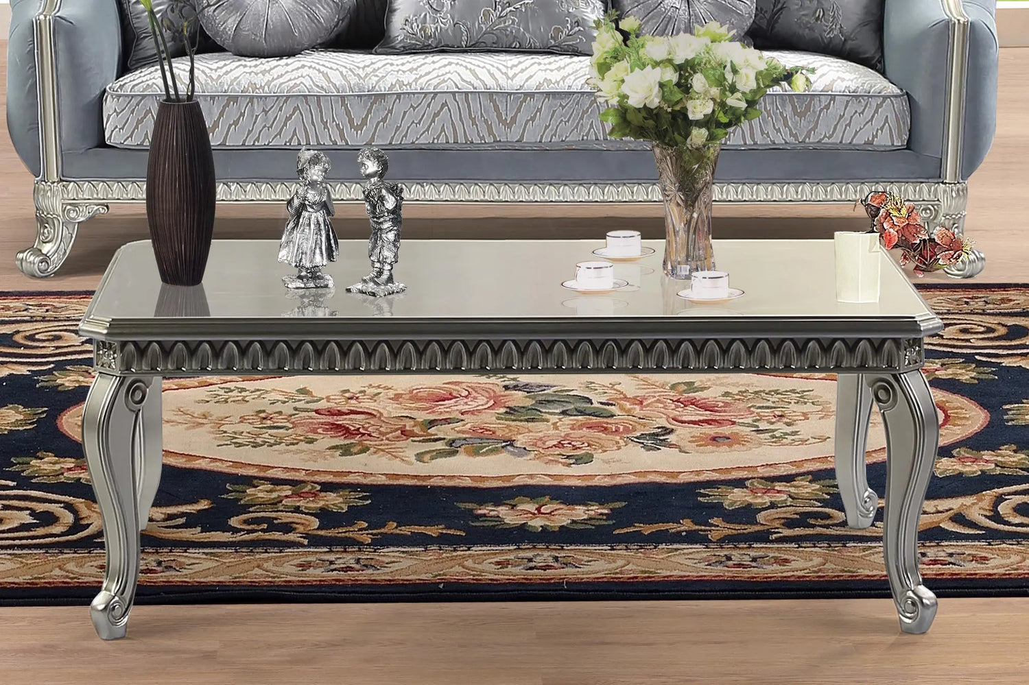 Venus Transitional Style Coffee Table in Silver finish Wood - Home Elegance USA