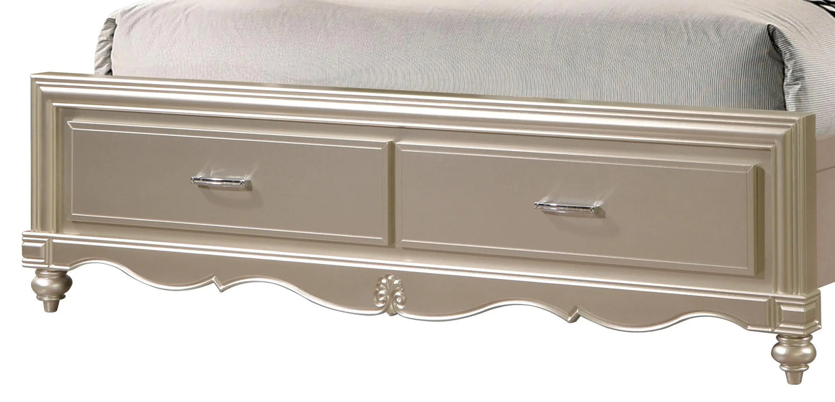 Faisal Transitional Style Queen Bed in Champagne finish Wood - Home Elegance USA