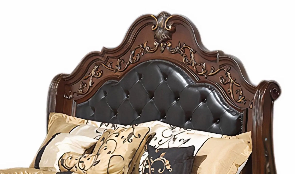 Cleopatra Traditional Style Queen Bed in Cherry finish Wood - Home Elegance USA