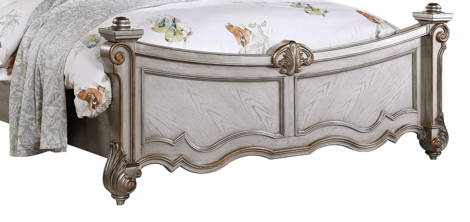 Melrose Transitional Style Queen Bed in Silver finish Wood - Home Elegance USA