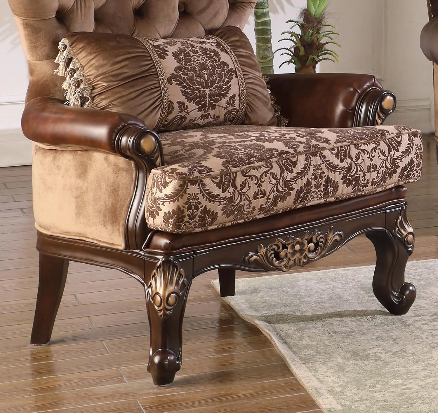 Phoenix Transitional Style Chair in Cherry finish Wood - Home Elegance USA