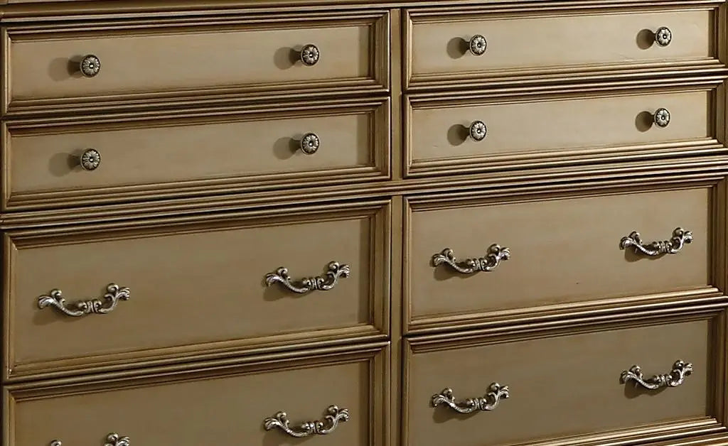 Miranda Transitional Style Dresser in Gold finish Wood - Home Elegance USA