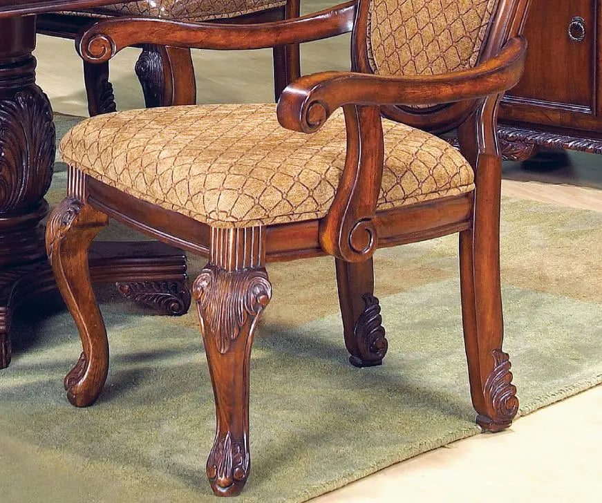 Veronica Cherry Traditional Style Dining Arm Chair in Cherry finish Wood - Home Elegance USA