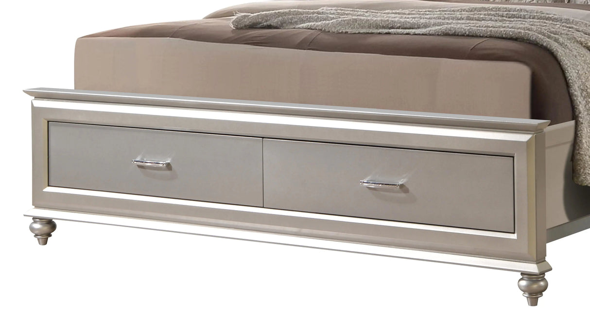 Alia Modern Style King Bed in Silver finish Wood - Home Elegance USA
