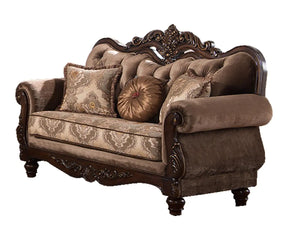 Zoya Traditional Style Loveseat In Cherry Finish Wood | Cosmos
