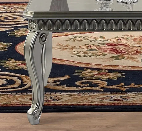 Venus Transitional Style End Table In Silver Finish Wood | Cosmos