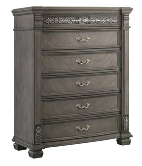 Silvy Transitional Style Chest In Gray Finish Wood | Cosmos