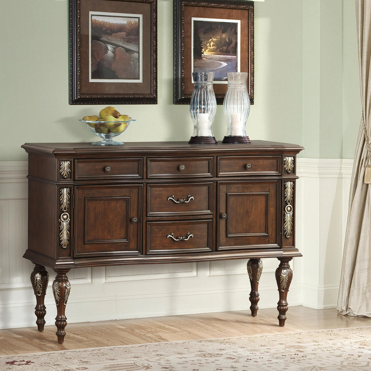 Rosanna Traditional Style Dining Server in Cherry finish Wood - Home Elegance USA