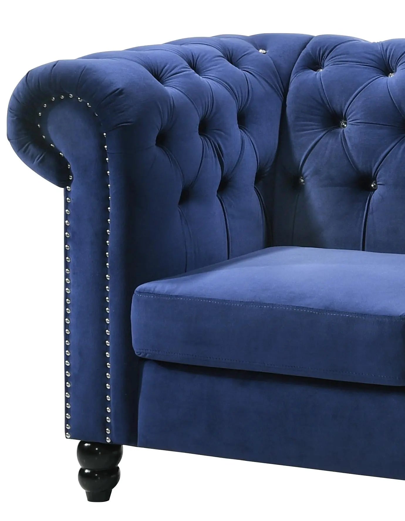 Maya Transitional Style Navy Chair with Espresso Legs - Home Elegance USA