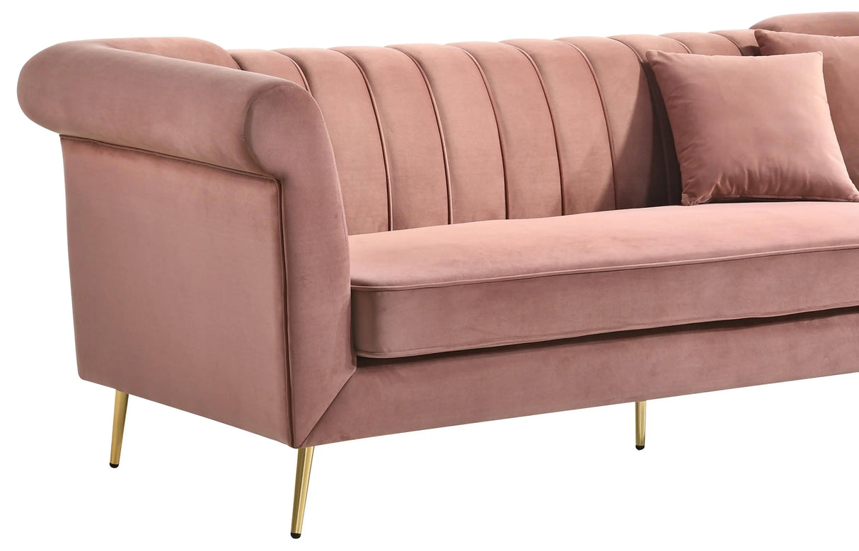 Lexington Transitional Style Coral Sofa with Gold Finish - Home Elegance USA