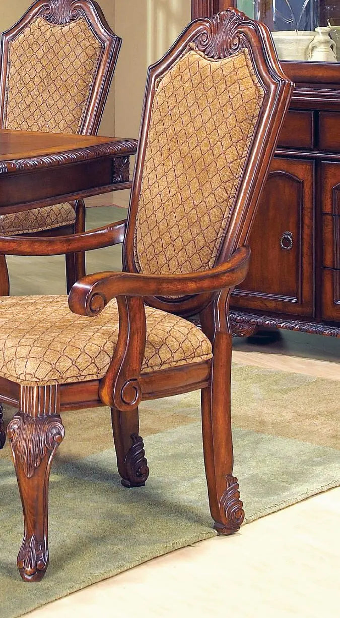 Veronica Cherry Traditional Style Dining Arm Chair in Cherry finish Wood - Home Elegance USA