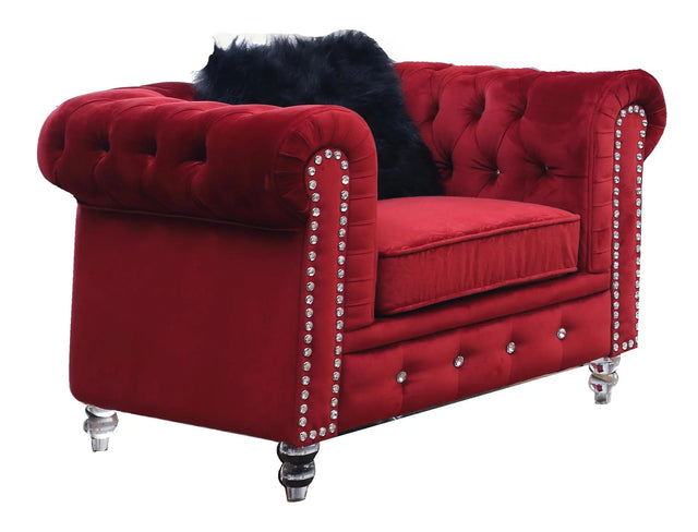 Sahara Modern Style Red Chair with Acrylic legs - Home Elegance USA