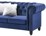Maya Transitional Style Navy Loveseat with Espresso Legs - Home Elegance USA