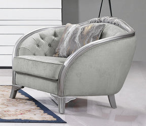 Natalia Transitional Style Chair In Silver Finish Wood | Cosmos