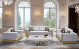 Megan Modern Style Gray Loveseat with Gold Finish - Home Elegance USA