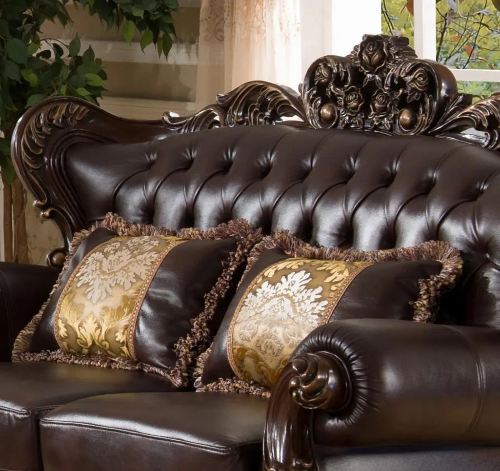Vanessa Traditional Style Loveseat in Walnut finish Wood - Home Elegance USA