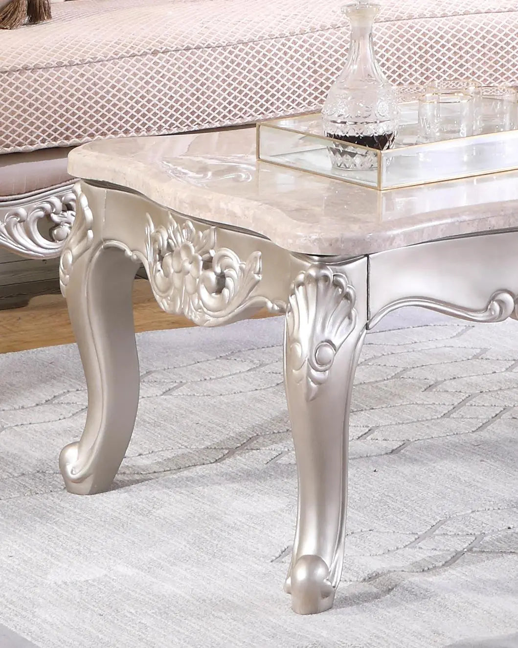 Daisy Traditional Style End Table in Pearl finish Wood - Home Elegance USA