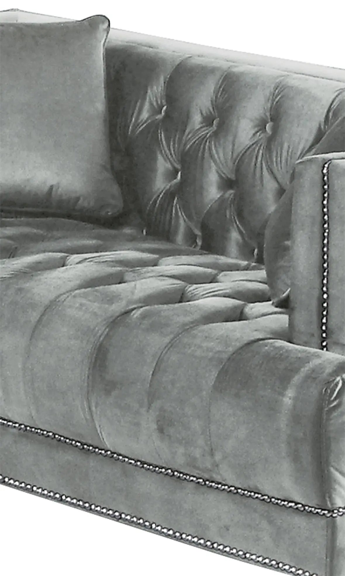 Kendel Silver Modern Style Gray Loveseat with Acrylic Legs - Home Elegance USA