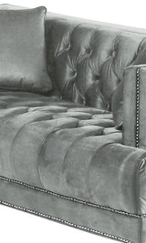 Kendel Silver Modern Style Gray Loveseat with Acrylic Legs - Home Elegance USA