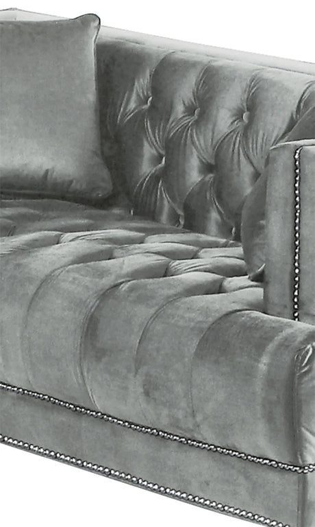 Kendel Silver Modern Style Gray Loveseat With Acrylic Legs | Cosmos