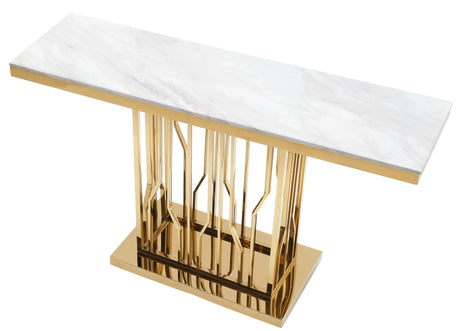 Pandora Modern Style Marble Console Table With Metal Base | Cosmos