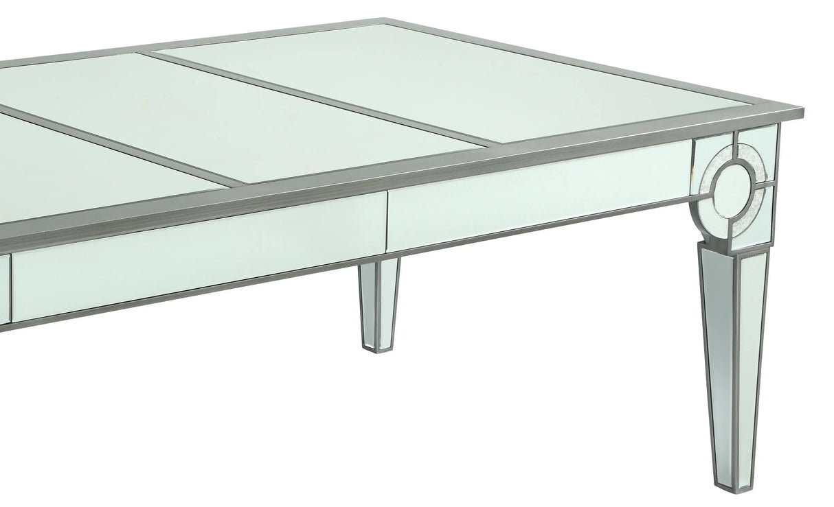 Zoe Modern Style Glass DiningTable with Silver fiinish - Home Elegance USA