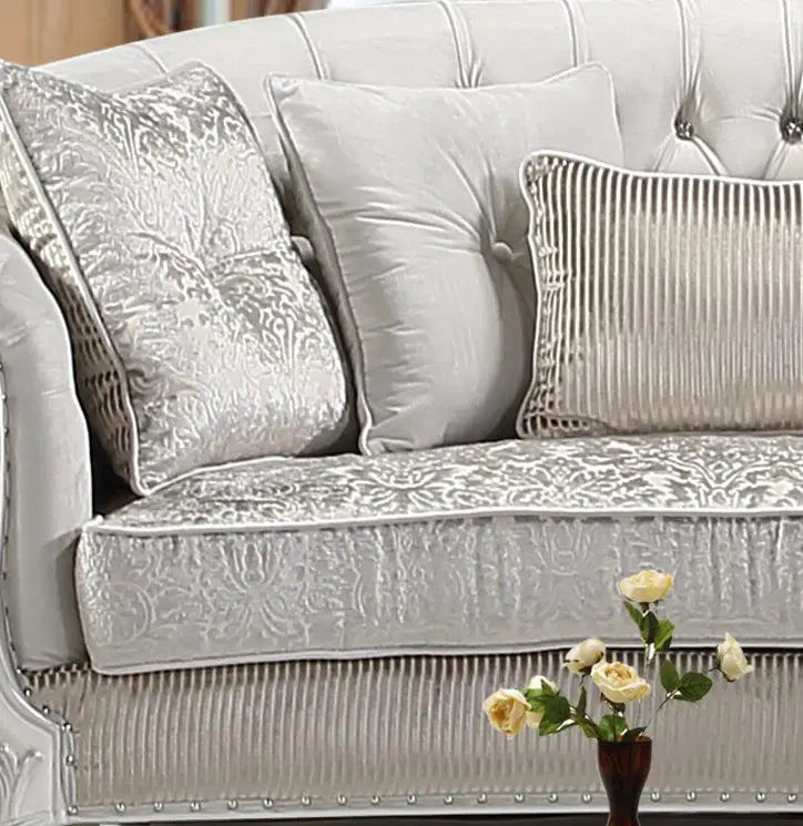 Juliana Traditional Style Loveseat in Pearl White finish Wood - Home Elegance USA