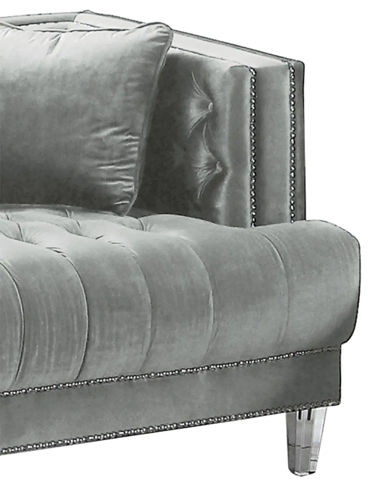 Kendel Silver Modern Style Gray Sofa with Acrylic Legs - Home Elegance USA