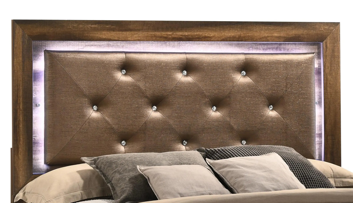 Yasmine Brown Modern Style King Bed in Espresso finish Wood - Home Elegance USA