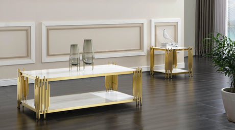 Jaden Modern Style Marble End Table With Metal Base | Cosmos