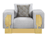 Megan Modern Style Gray Chair with Gold Finish - Home Elegance USA