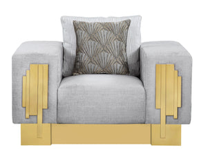 Megan Modern Style Gray Chair With Gold Finish | Cosmos