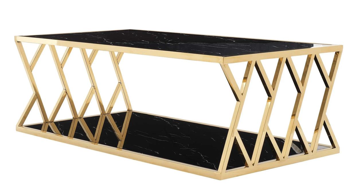 Leah Modern Style Marble Coffee Table with Metal Base - Home Elegance USA