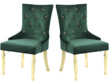 Queen Gold Modern Style Dining Chair in Green Velvet Fabric - Home Elegance USA