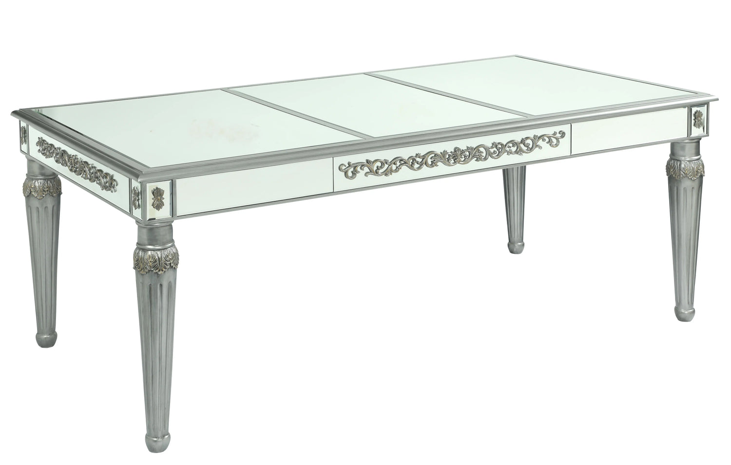 Queen Gold Modern Style Dining Table in Silver finish Wood - Home Elegance USA