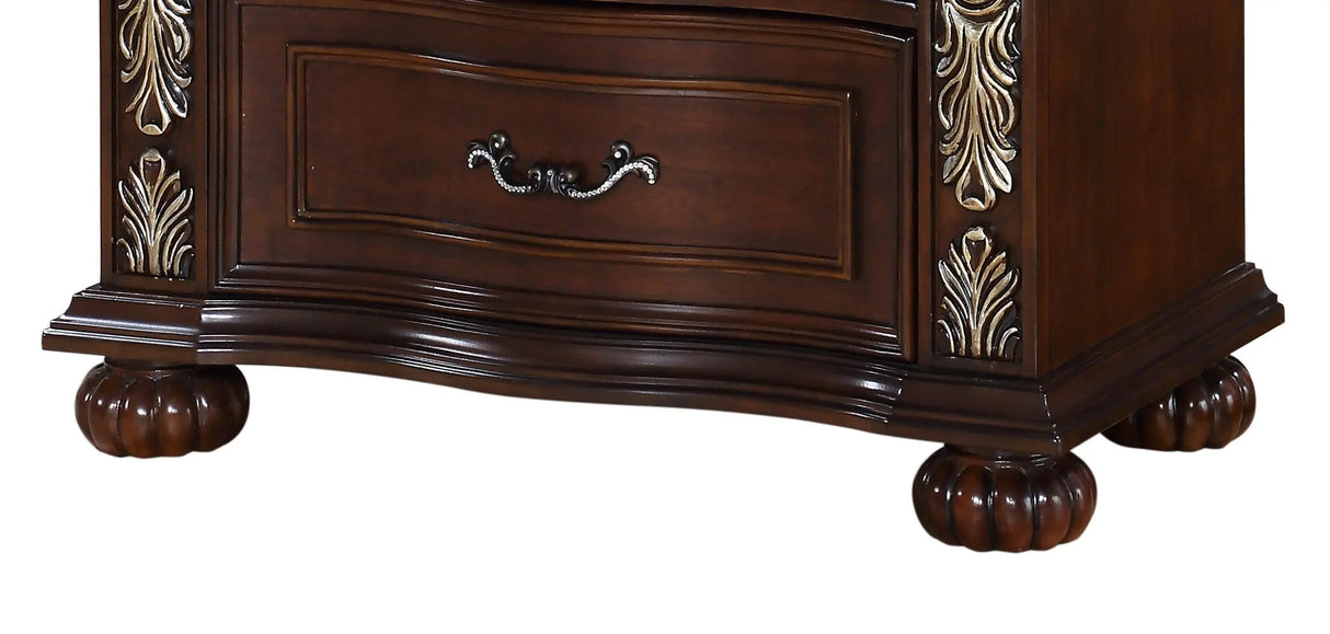 Rosanna Traditional Style Nightstand in Cherry finish Wood - Home Elegance USA