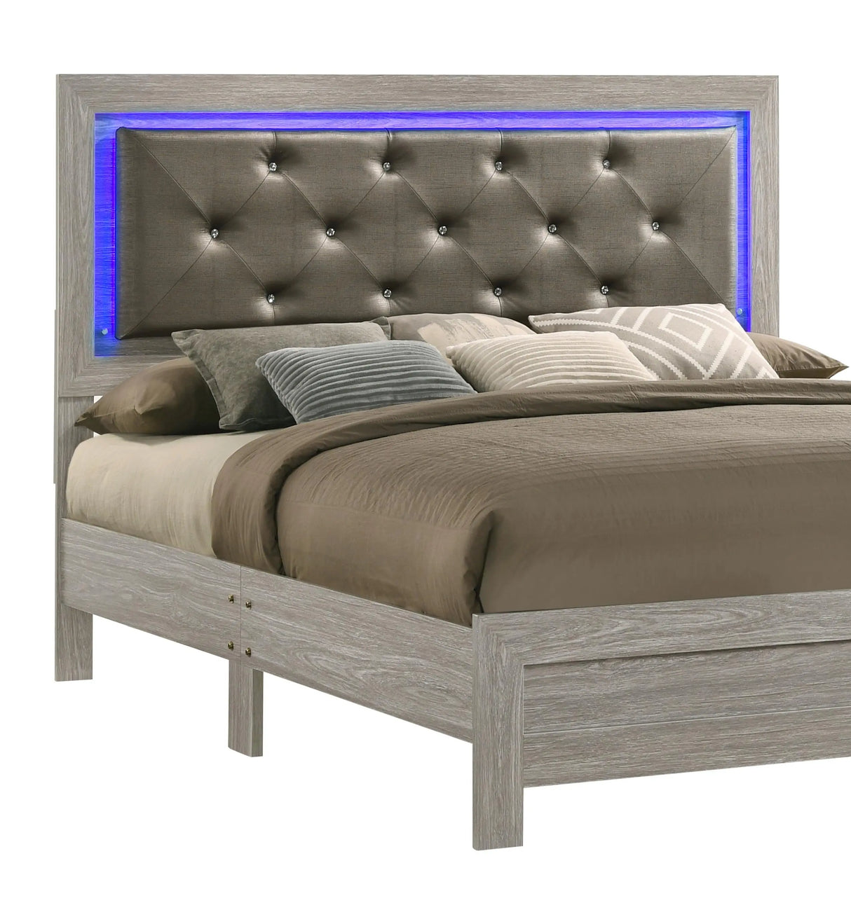 Yasmine White Modern Style King Bed in Gray finish Wood - Home Elegance USA