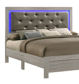 Yasmine White Modern Style King Bed in Gray finish Wood - Home Elegance USA